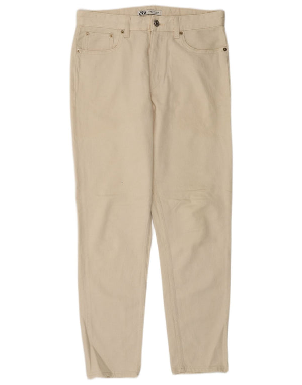 Мужские зауженные джинсы Zara EU 38, маленькие W30 L30, бежевый хлопок