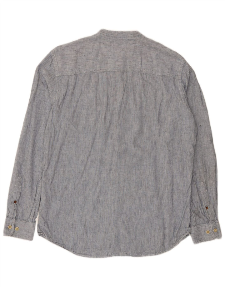 JACK & JONES Мужская рубашка среднего размера из хлопка в тонкую полоску синего цвета