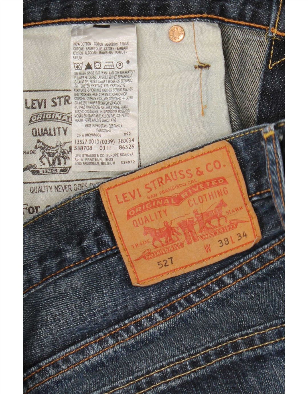 Мужские джинсы Levi's 527 Bootcut W38 L30 Темно-синие, хлопок