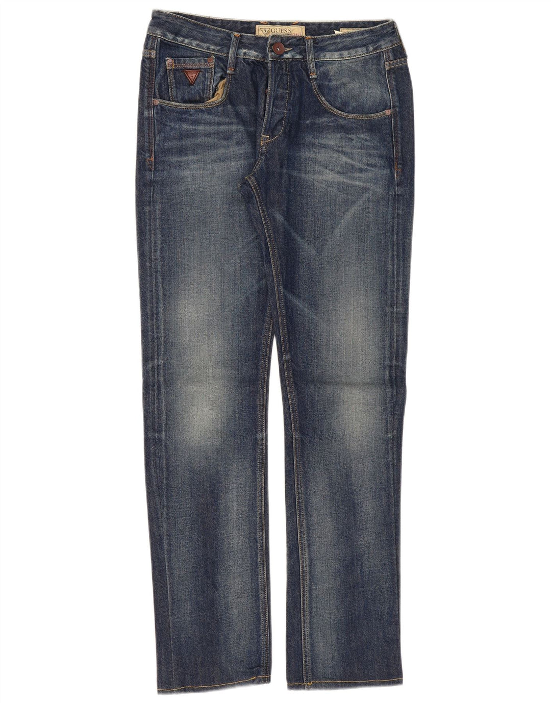 Guess Женские прямые джинсы W30 L33 Темно-синие хлопковые
