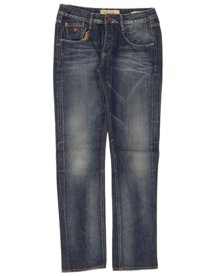 Guess Женские прямые джинсы W30 L33 Темно-синие хлопковые