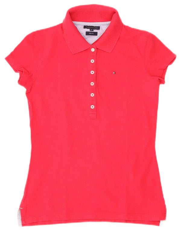 Женская рубашка-поло приталенного кроя Tommy Hilfiger UK 6 XS, красный хлопок