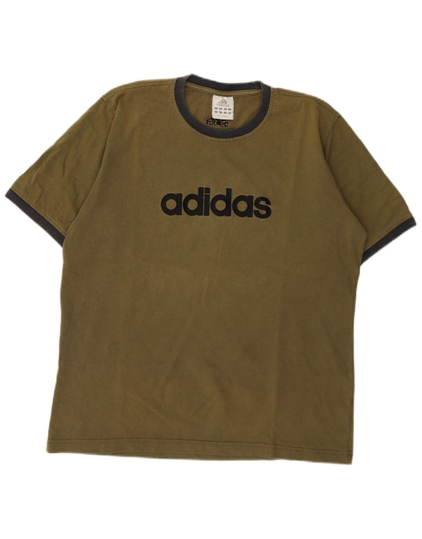 Мужская футболка Adidas с рисунком, средний цвет, хаки, хлопок