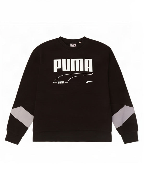Мужской свитшот с рисунком Puma, джемпер XL, черный, хлопок с цветными блоками