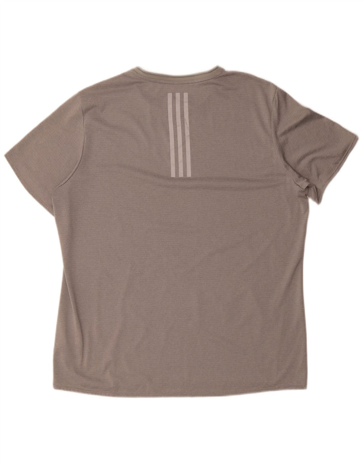 Adidas Мужская футболка для бега Top XL Серая полосатая полиэстер