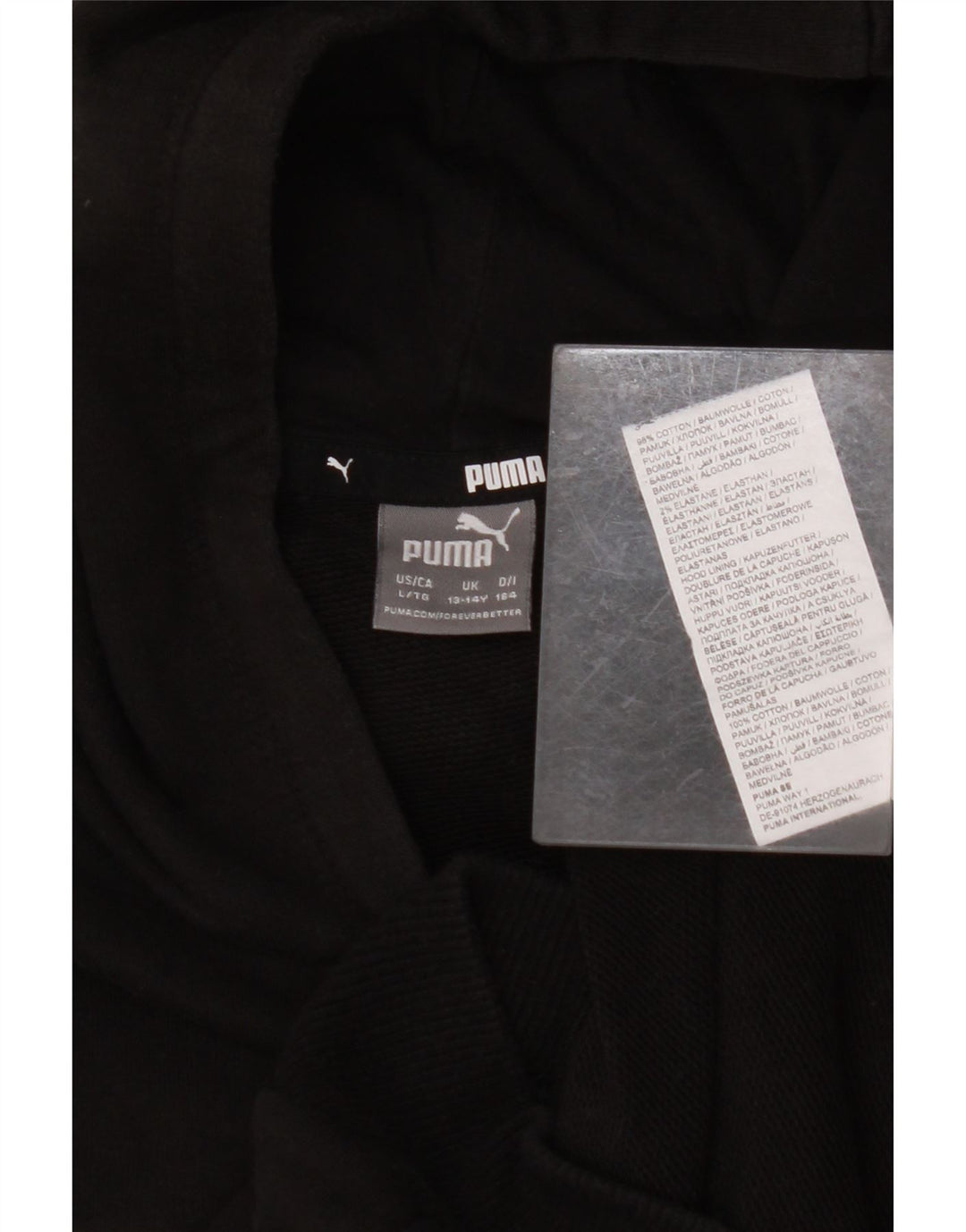 Толстовка с капюшоном PUMA для девочек 13–14 лет, черный хлопок