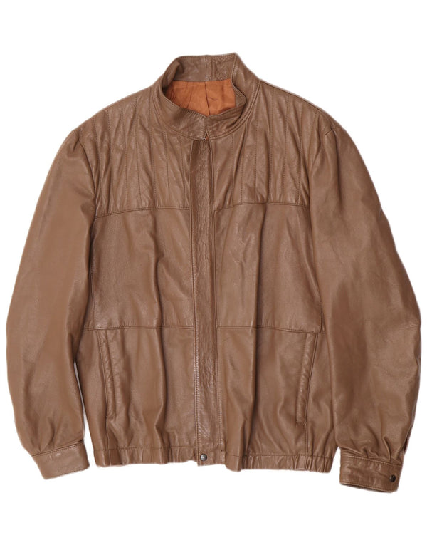 Винтажная мужская кожаная куртка UK 40, большая коричневая