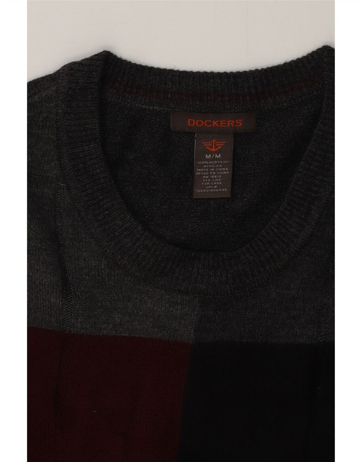 Мужской джемпер с круглым вырезом DOCKERS, средний серый цветной акрил с цветными блоками