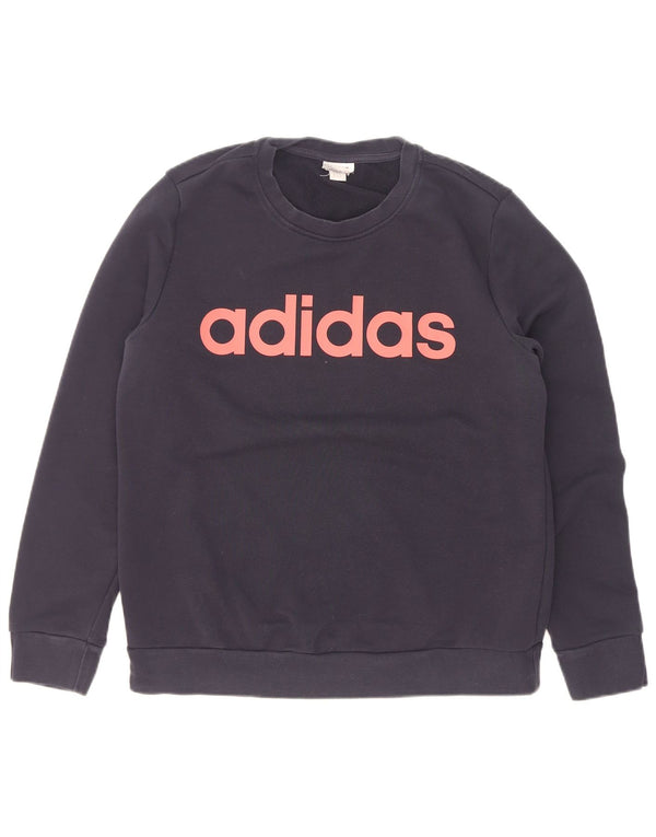 Женский свитер с рисунком Adidas UK 14, средний, темно-синий