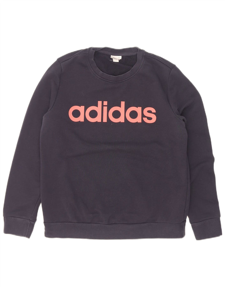 Женский свитер с рисунком Adidas UK 14, средний, темно-синий