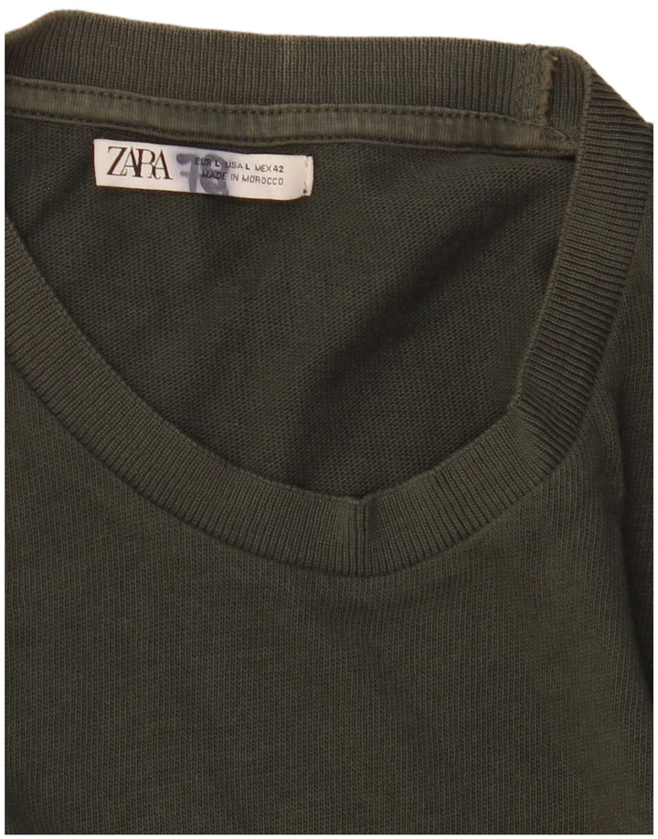 Мужская футболка Zara, большой размер, хаки