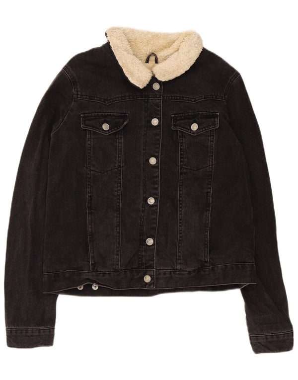 Женская джинсовая куртка из шерпа Topshop UK 16, большая, черная, хлопковая