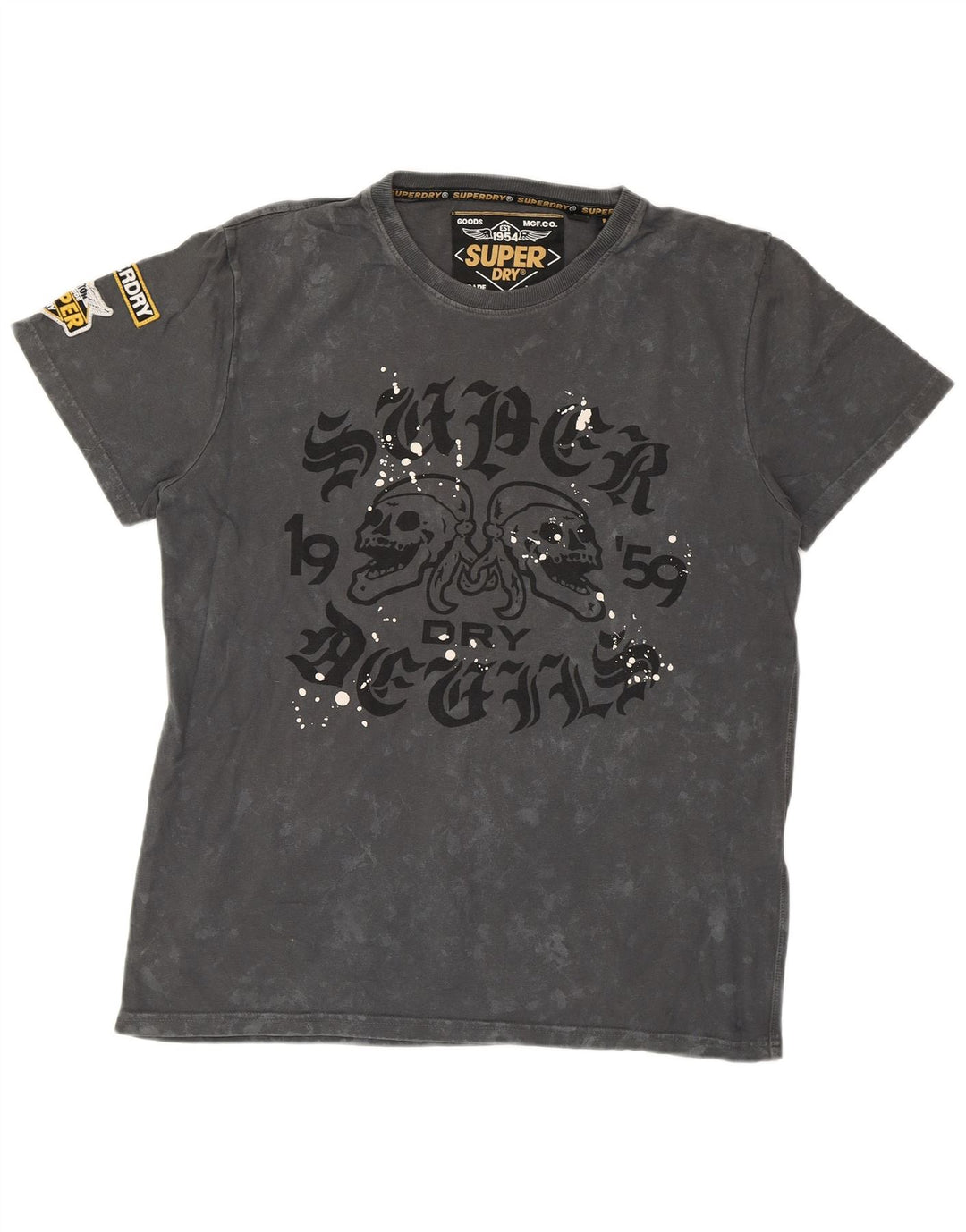SUPERDRY Мужская футболка с рисунком, большой серый цвет Tie Dye