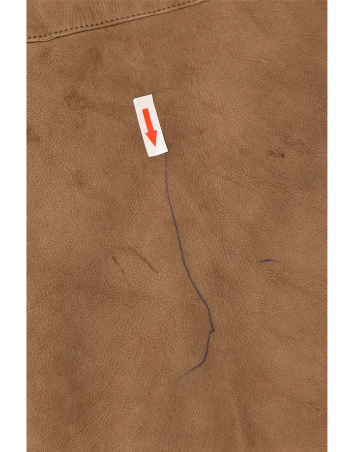 Винтажная женская дубленка оверсайз UK 10, маленький коричневый цвет