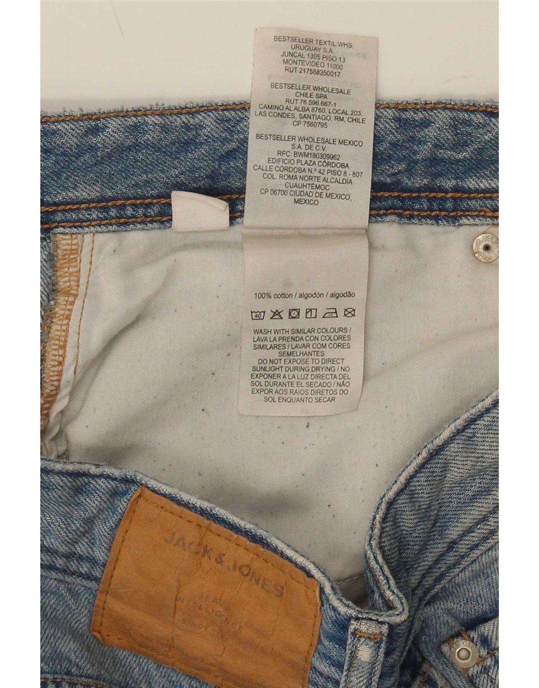 Мужские потертые узкие джинсы Jack & Jones W36 L28, синие, хлопок