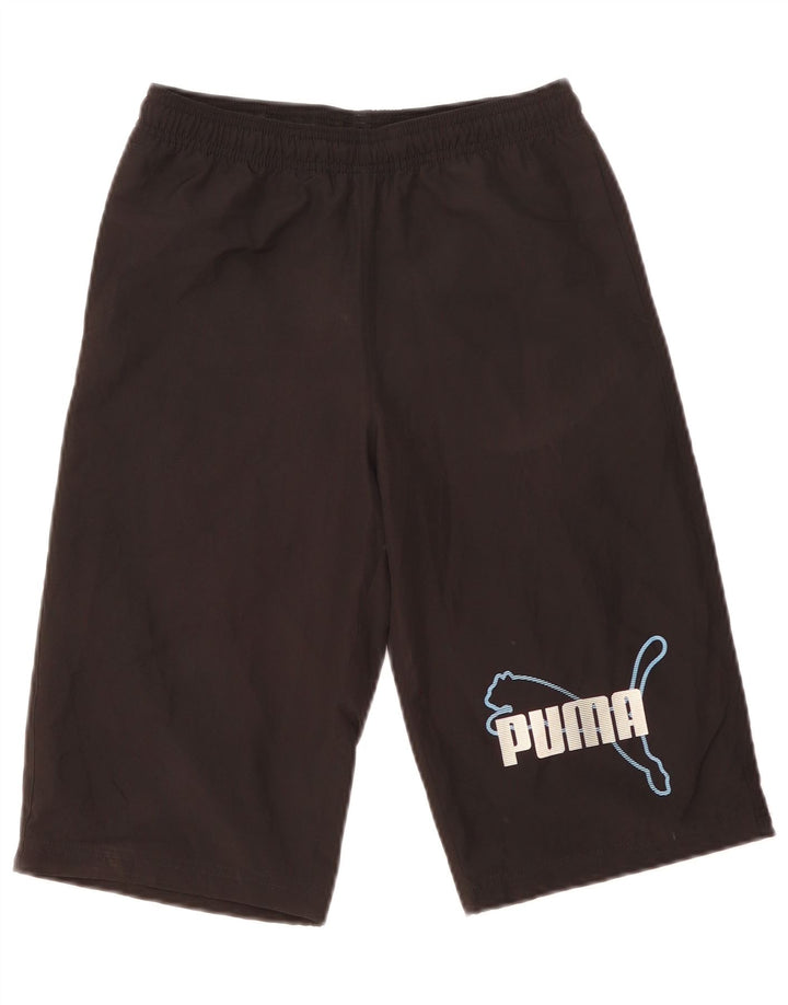 Спортивные шорты-бермуды Puma для мальчиков с рисунком, 13–14 лет, черный полиэстер