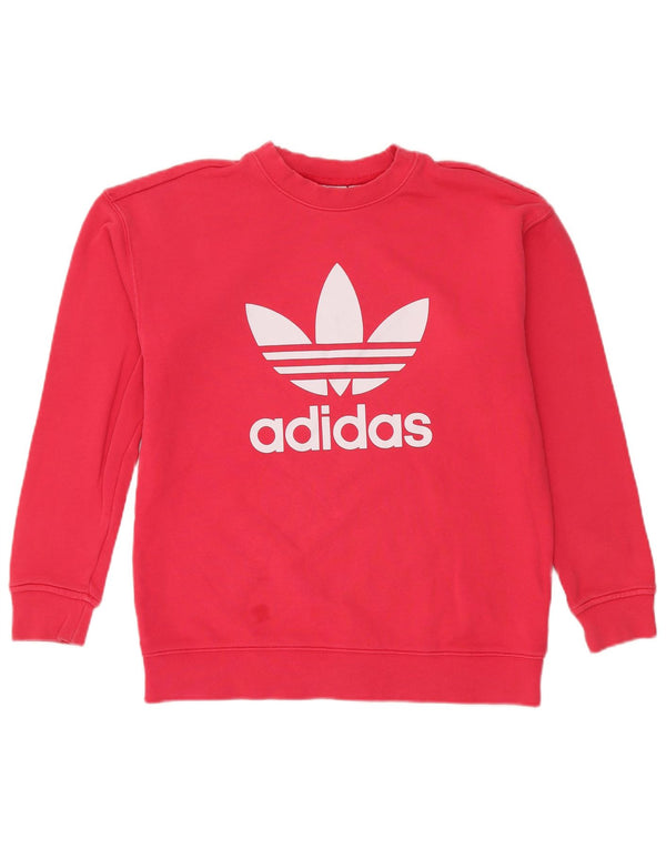 Женский свитер большого размера с рисунком Adidas UK 8, маленький красный хлопковый