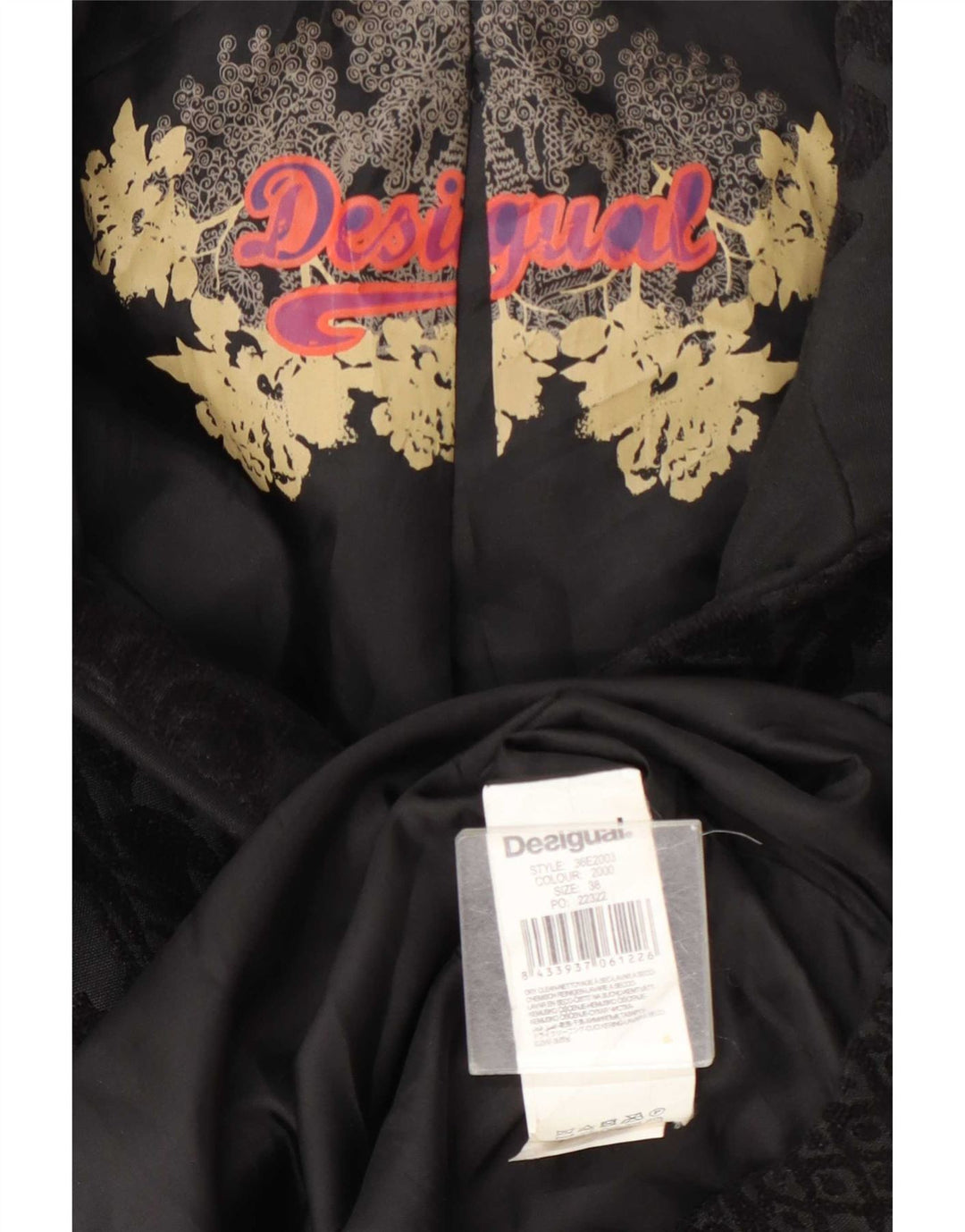 Женское пальто Desigual EU 38, средний черный цветочный полиэстер