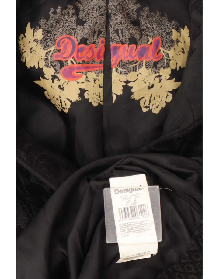 Женское пальто Desigual EU 38, средний черный цветочный полиэстер