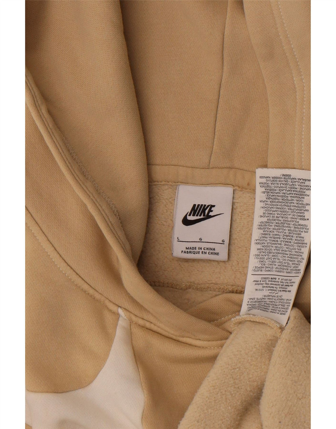 Мужской джемпер с капюшоном с графическим рисунком Nike, большой размер, бежевый, хлопок