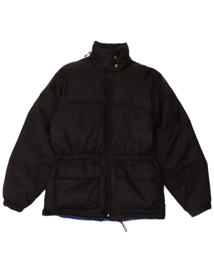 Винтажная мужская стеганая куртка UK 38, средний черный полиэстер