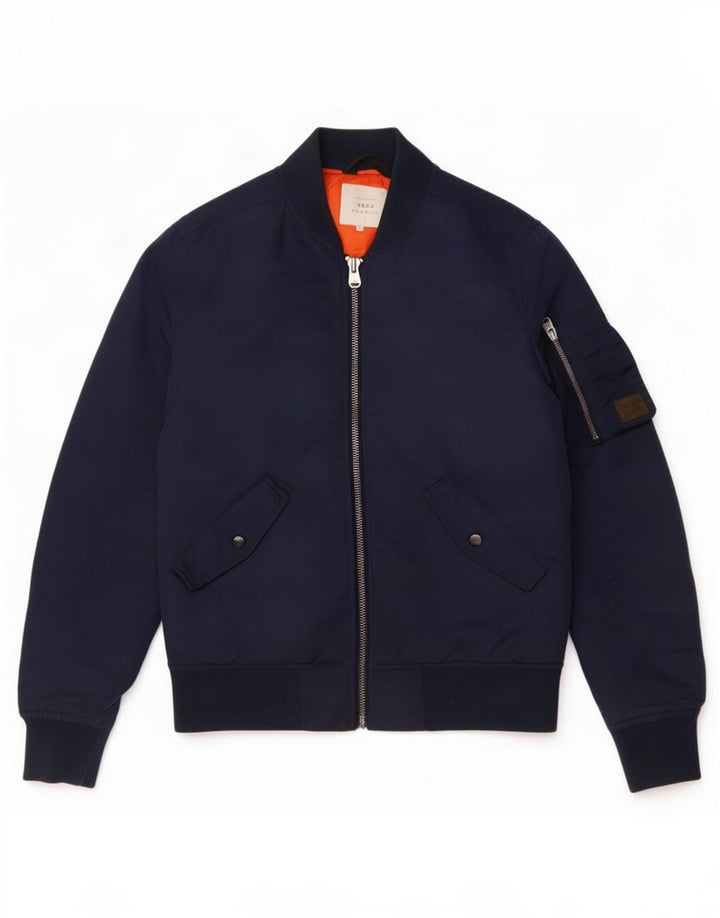 Мужская утепленная куртка-бомбер Jack & Jones UK 36, маленькая, темно-синяя, нейлон