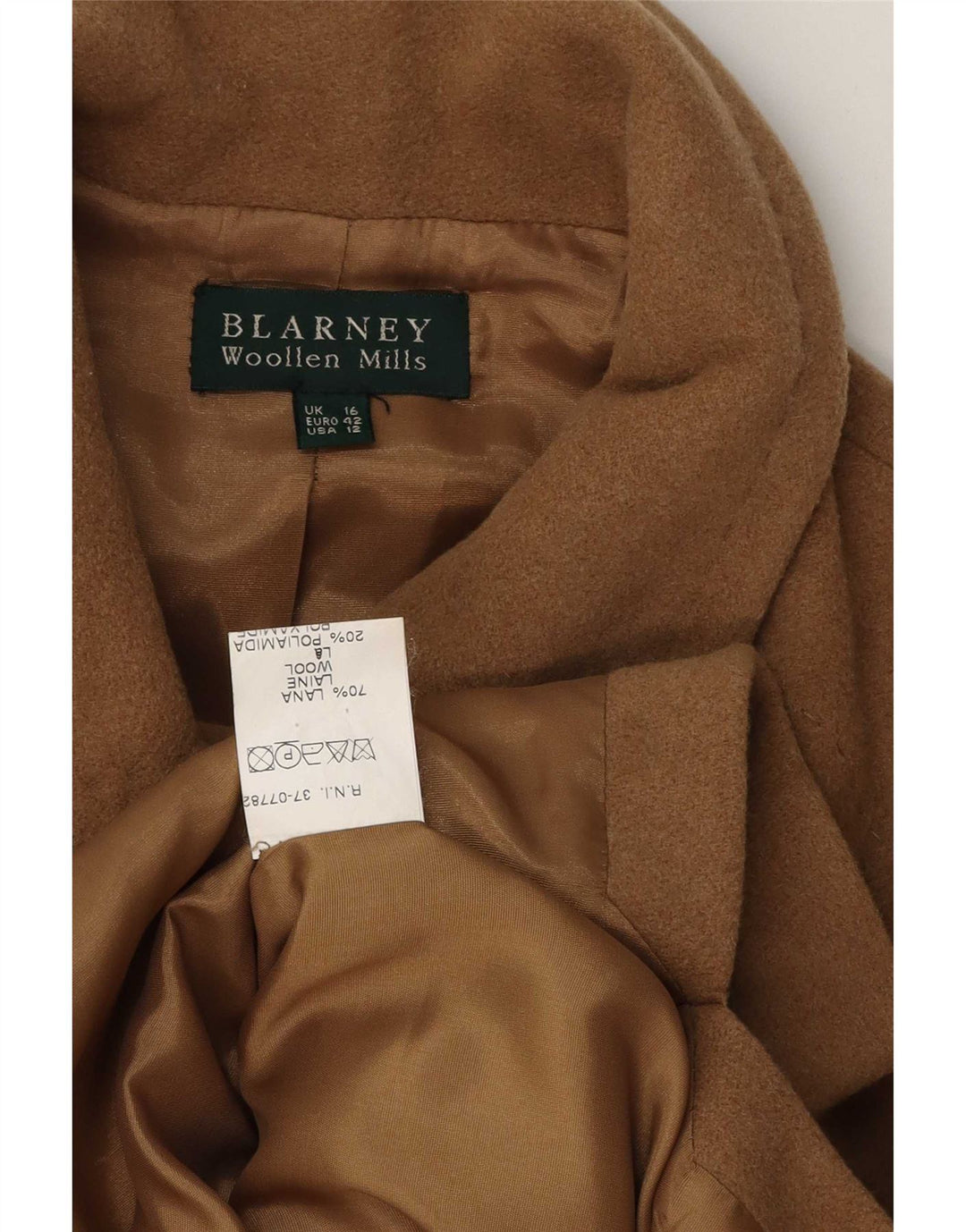 Женское пальто Blarney Woolen Mills UK 16, большое, бежевое, шерстяное