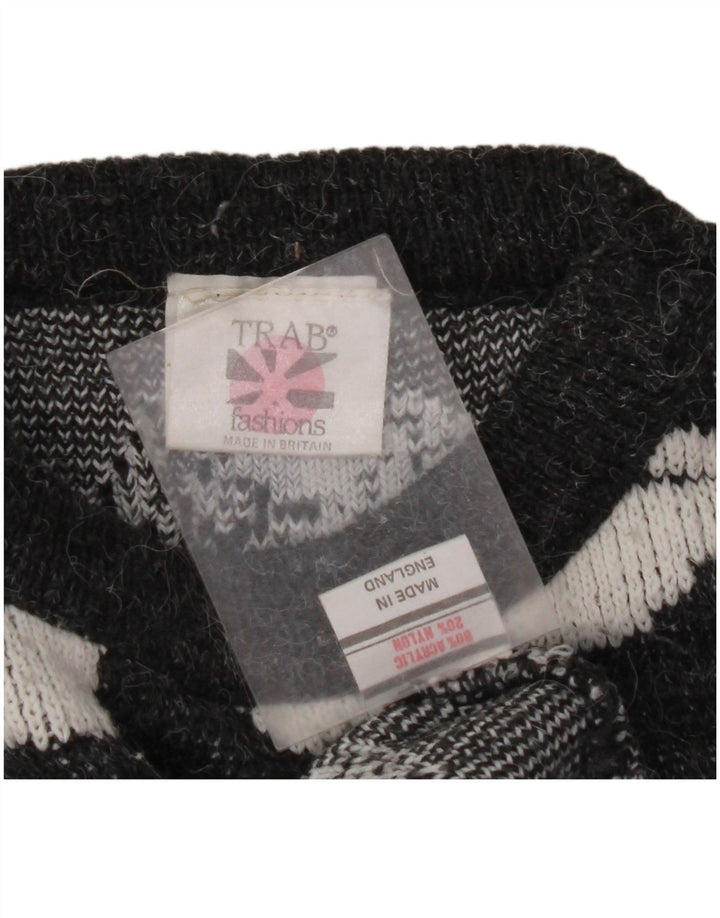 ВИНТАЖНЫЙ женский джемпер с круглым вырезом, Великобритания 16, большой серый пятнистый акрил