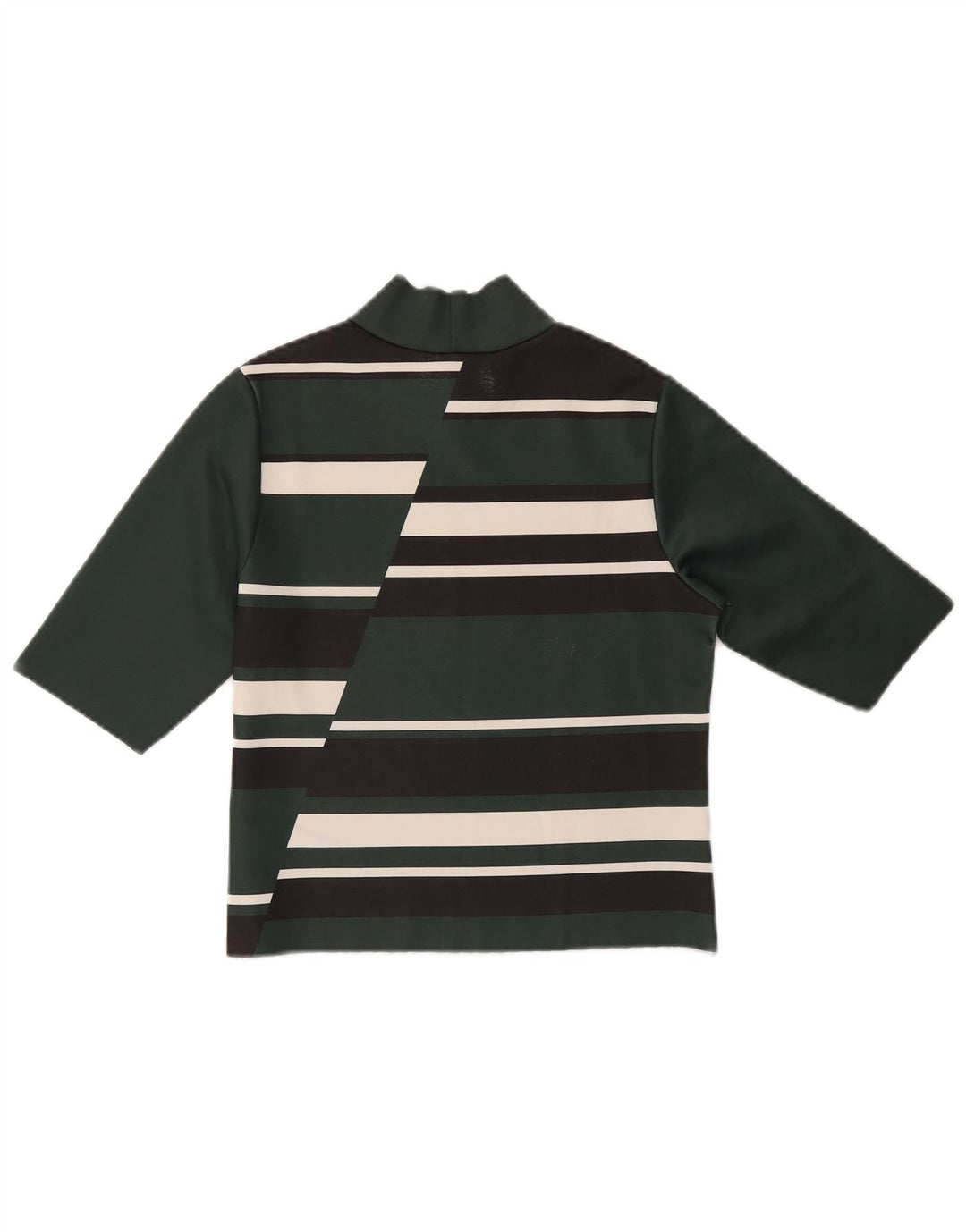 Женский укороченный топ ZARA с рукавом 3/4, Великобритания 12, средний зеленый цвет с цветными блоками