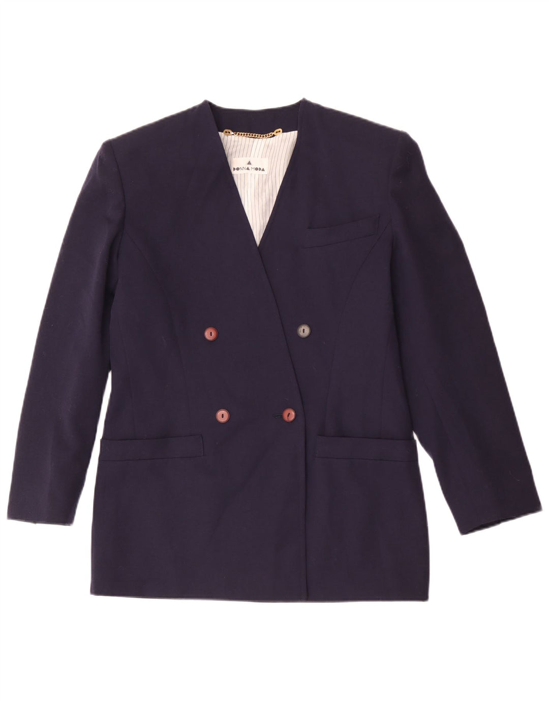 Винтажный женский двубортный пиджак IT 42 Medium Navy Blue
