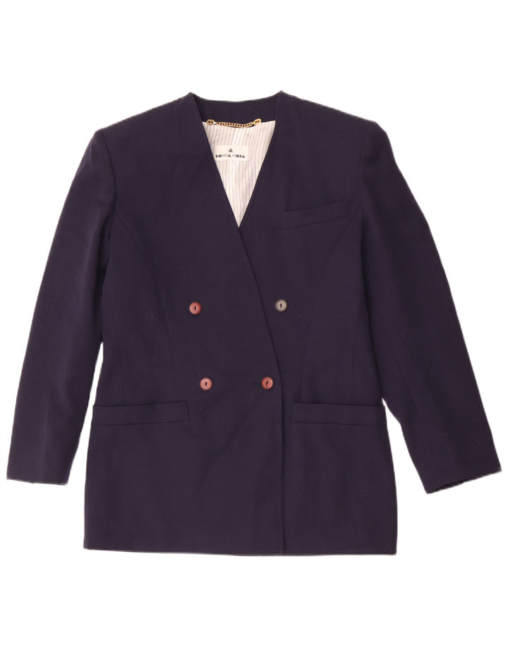 Винтажный женский двубортный пиджак IT 42 Medium Navy Blue