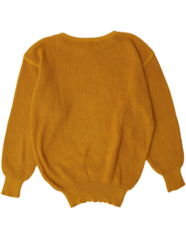MONDI Womens Boat Neck Jumper Sweater EU 42 Large Yellow Cotton