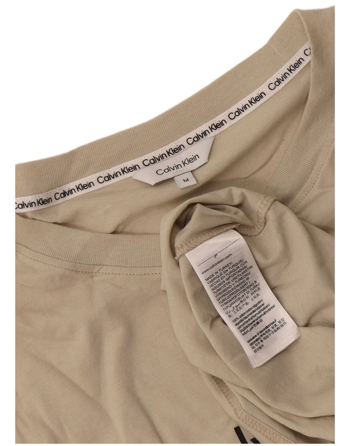 Мужская футболка с рисунком Calvin Klein, хлопковый топ среднего бежевого цвета