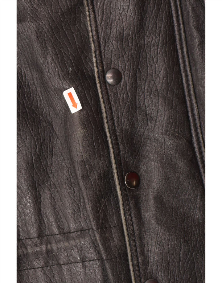 Мужская кожаная куртка VINTAGE UK 40, большая черная кожаная