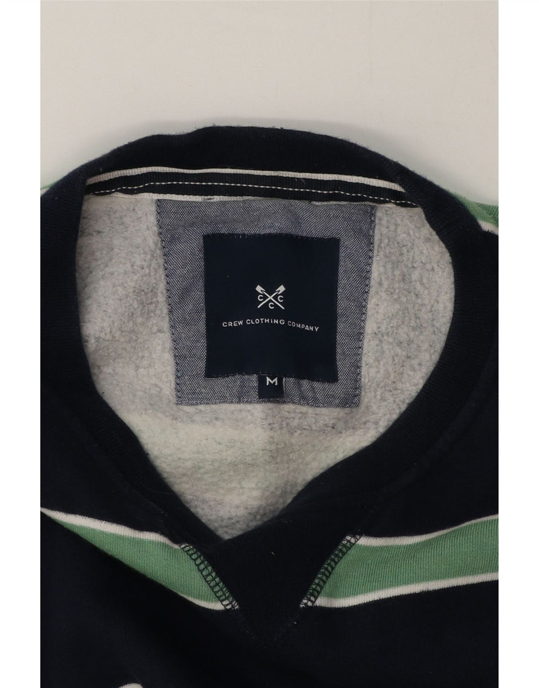 Crew Clothing Мужской свитер-джемпер среднего размера из хлопка темно-синего цвета в полоску