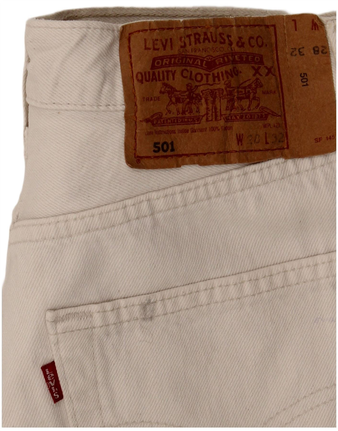 Женские прямые джинсы Levi's 501 W28 L32, белый хлопок