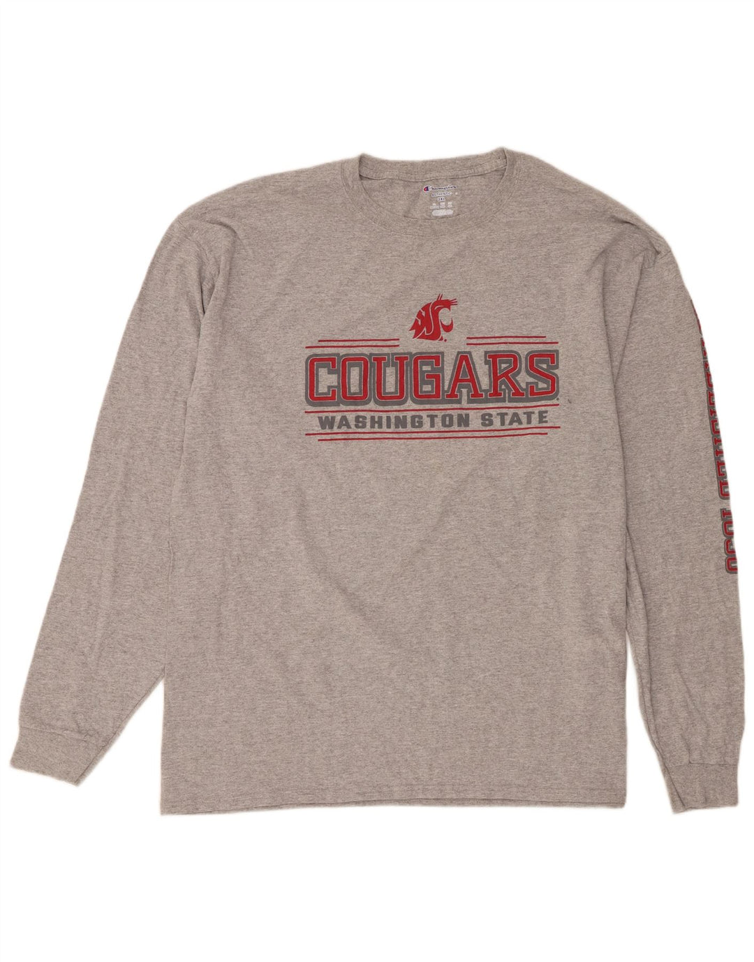 Мужской топ Champion Washington State Cougars с графическим рисунком и длинными рукавами, серый цвет 2XL