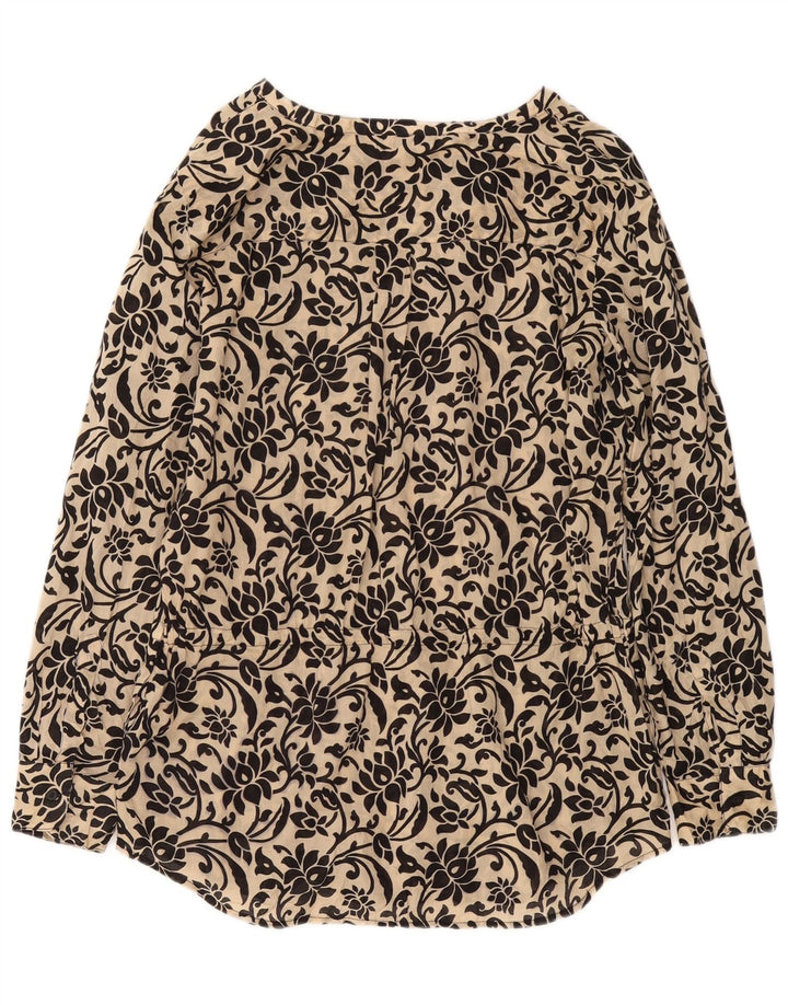 Женская удлиненная блузка RALPH LAUREN, топ UK 14, средний бежевый цветочный хлопок