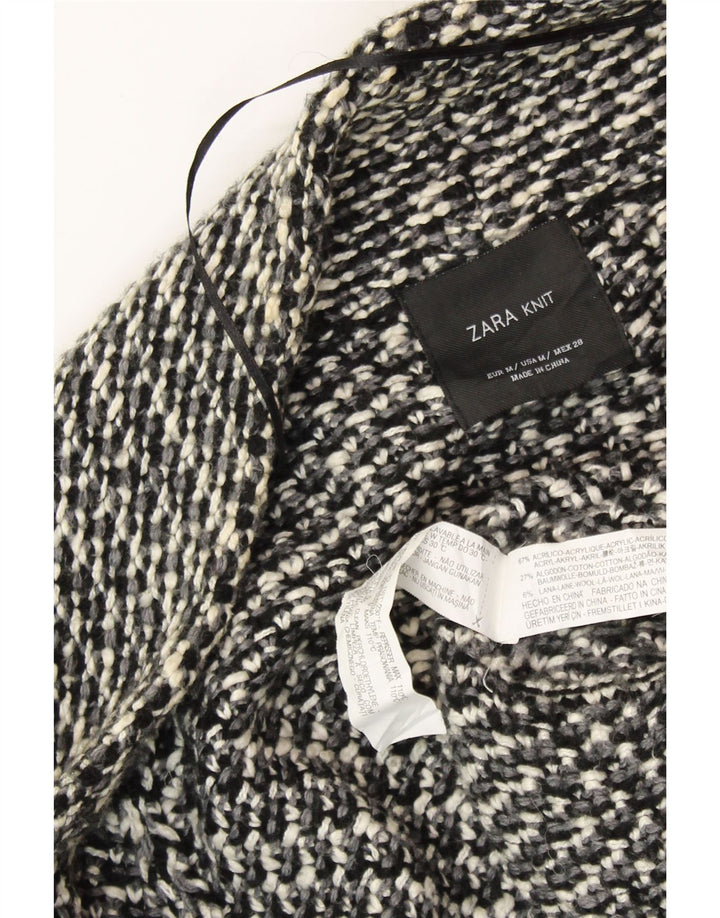 Женский свободный открытый кардиган ZARA UK 14, средний черный в крапинку