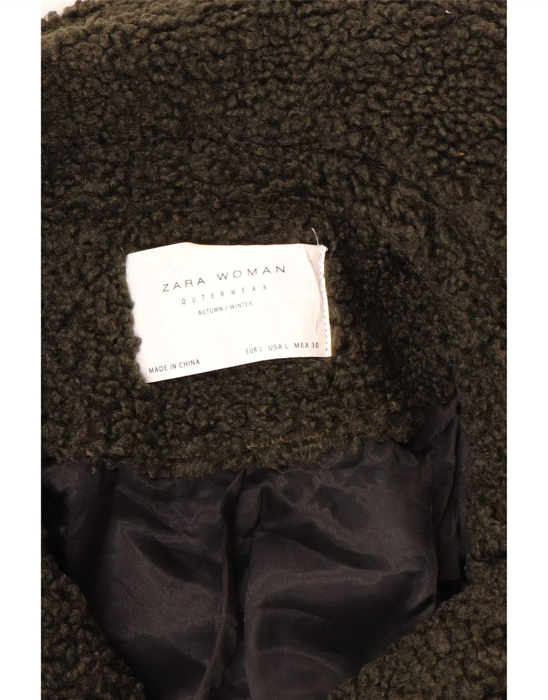 Женское пальто Teddy Bear Zara UK 16, большой цвет хаки