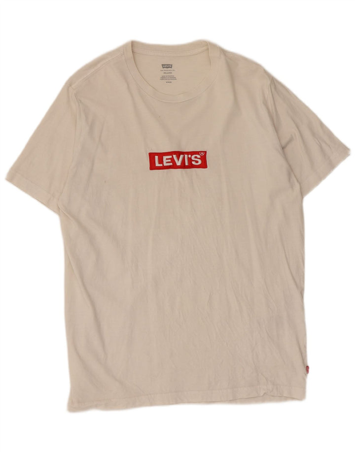 Мужская футболка свободного покроя Levi's с рисунком, средний размер, белый хлопок, хлопок