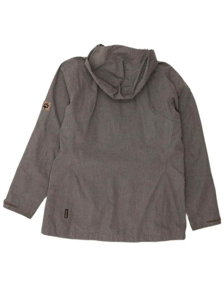 JACK WOLFSKIN Womens Hooded Windbreaker Jacket UK 14 Medium Grey Polyester