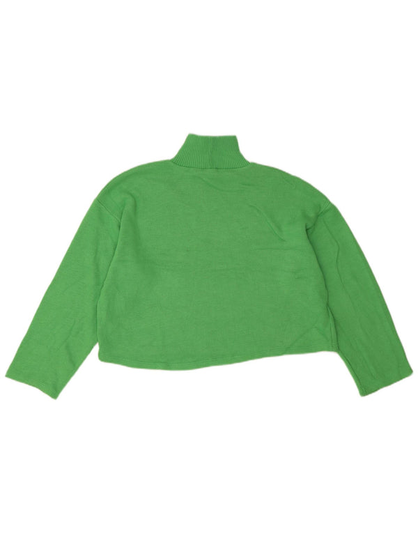 Zara Womens Crop Oversized Turtle Neck Jumper Sweater UK 10 Small Green