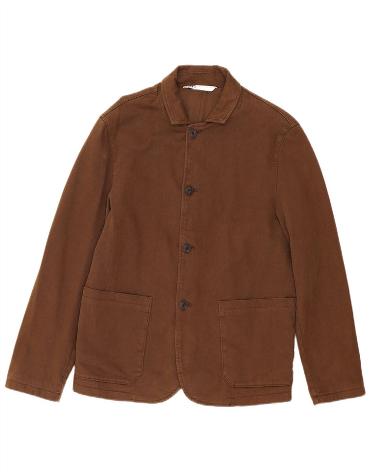 Мужская куртка-бомбер Zara UK 36, маленькая коричневая, хлопок