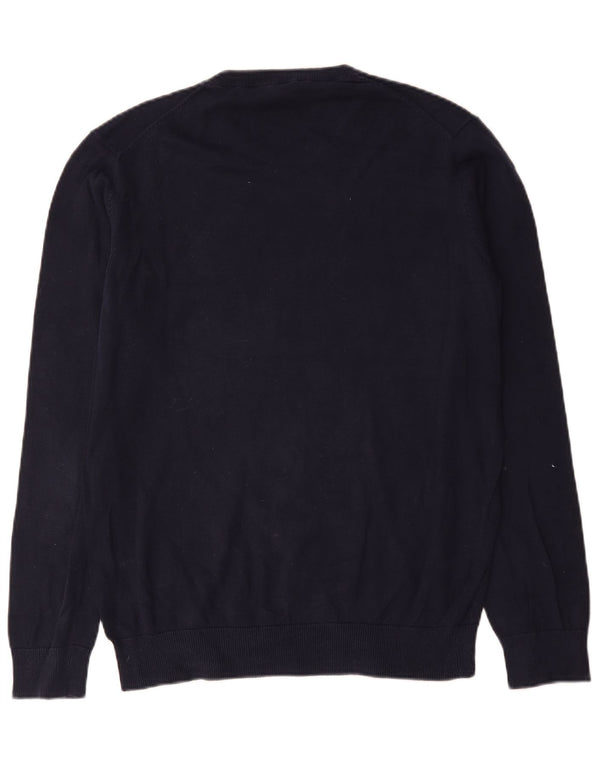 Crew Clothing Мужской джемпер с v-образным вырезом, большой темно-синий хлопковый свитер