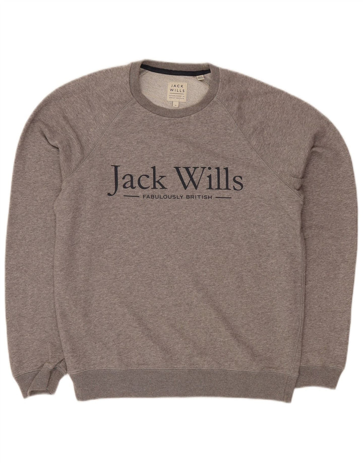 Мужской свитшот с рисунком Jack Wills, хлопковый джемпер среднего серого цвета в крапинку