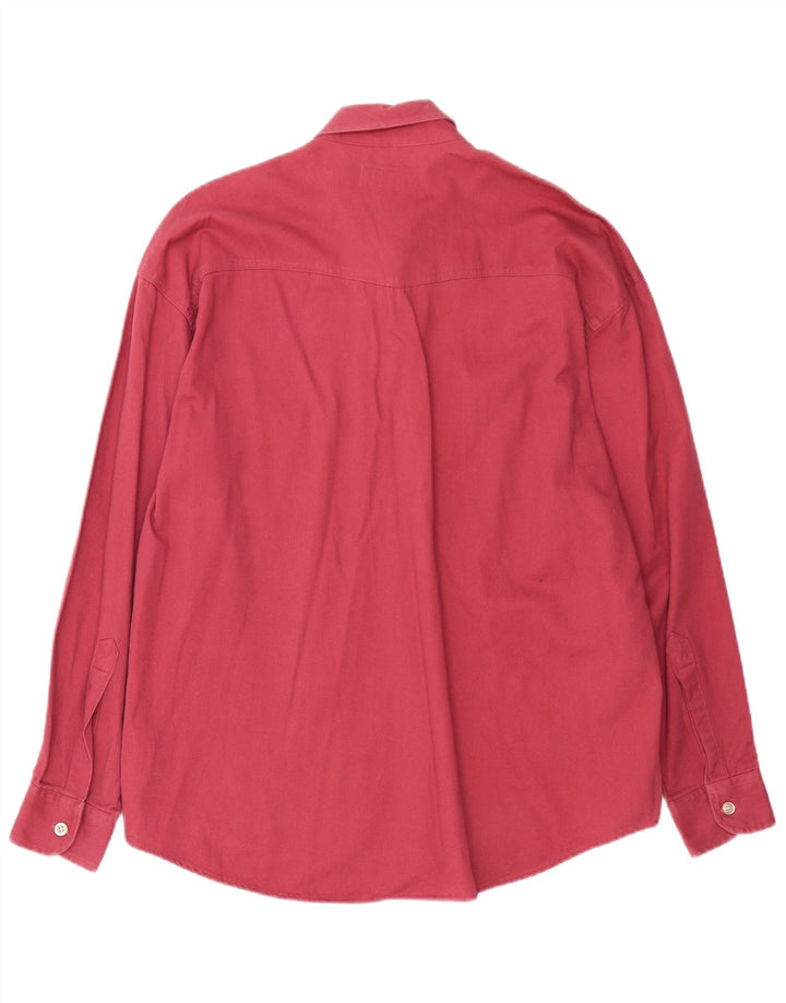 Винтажная мужская рубашка большого размера из хлопка бордового цвета