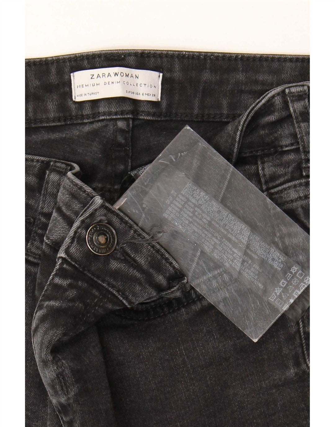 Женские расклешенные джинсы Zara EU 38, маленькие W28 L31, черный хлопок