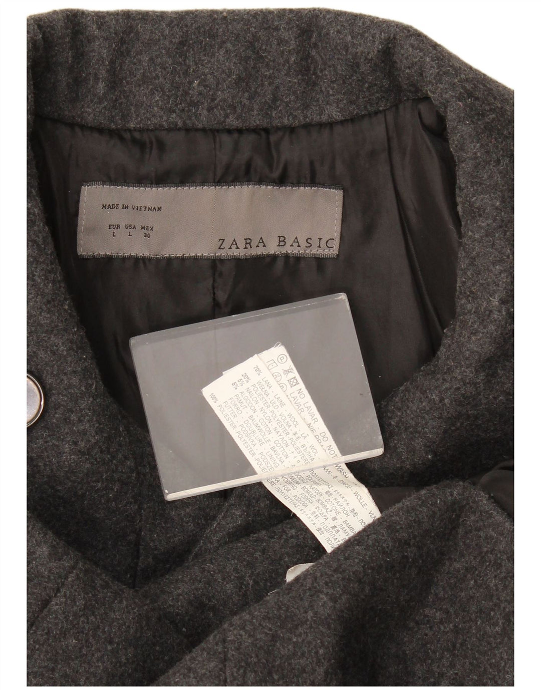 Женское двубортное пальто Zara UK 16, большое, серое, шерстяное
