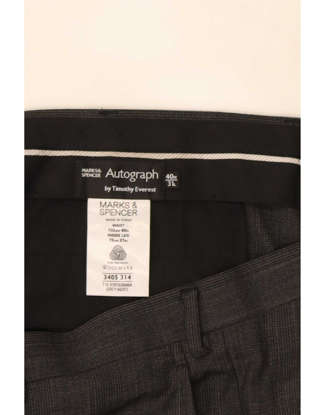 Мужские прямые костюмные брюки Marks & Spencer с автографом W40 L31 серые в клетку
